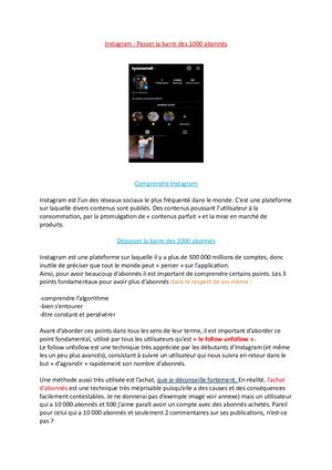 Avoir 1000 abonnés sur Instagram