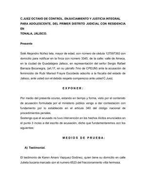 Escrito De Contestacion De Acusacion