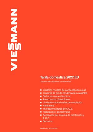 TARIFA DOMÉSTICA 2022 VIESSMANN