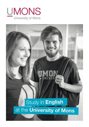 Study In English At UMONS