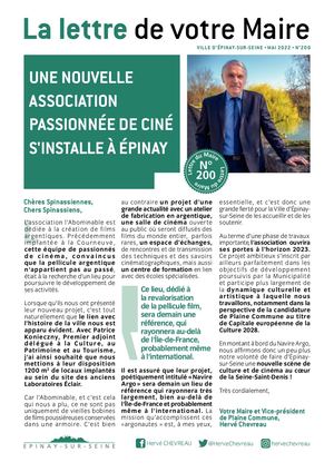 Lettre de votre Maire - n°200 - Mai 2022