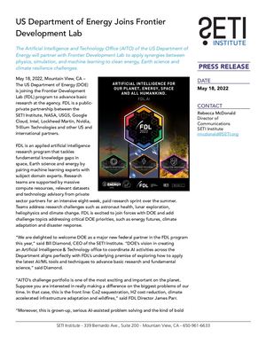 US Department of Energy Joins Frontier Development Lab