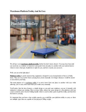 Warehouse Platform Trolley And Its Uses