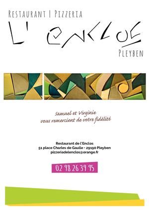 Menu 2022 du Restaurant de l'Enclos à Pleyben