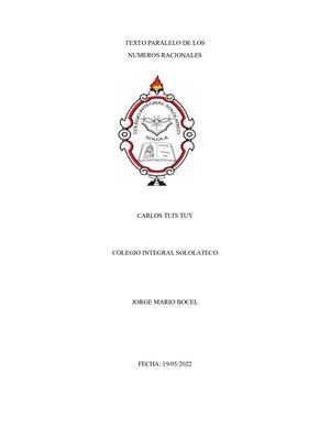 Texto Paralelo De Los Numeros Racionales