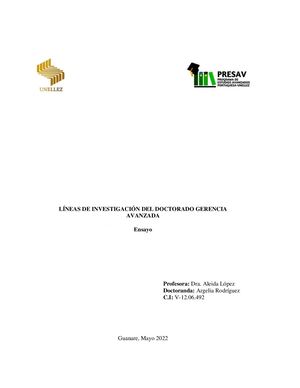 Líneas De Investigación Doctorado Gerencia Avanzada Unellez