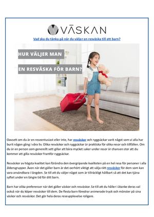 Vad ska du tänka på när du väljer en resväska till ett barn?