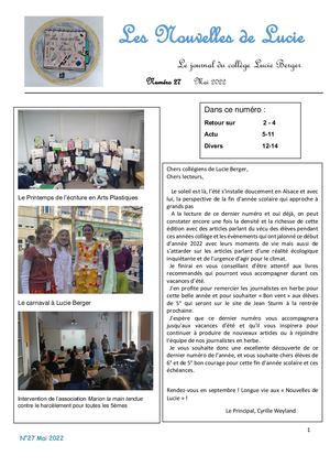 Les Nouvelles De Lucie Mai 2022