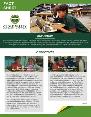 Cedar Valley Catholic Schools Fact Sheet
