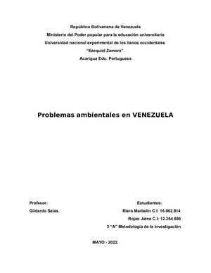 Problemas Ambientales En Venezuela