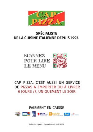 Cap Pizza Menu