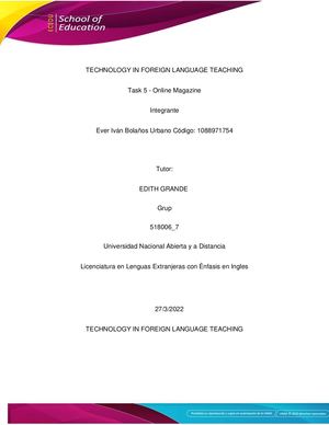 Technology In Foreign Language Teaching Task 5 Online Magazine