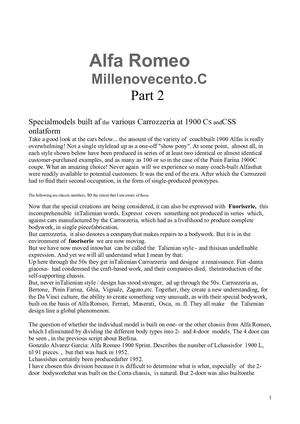 Part 2 Engelsk Version Alfa Romeo 1900 C Sprint 70 åR Derivate A G