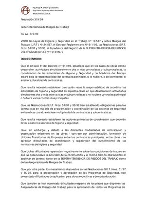 Resolucion 319 99 Programa De Seguridad