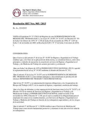 Resolucion 905 15 Higiene Seguridad Y Medicina Laboral 1