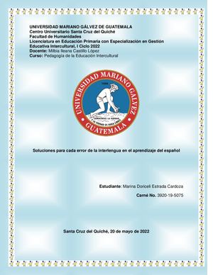Propuestas De Solución Para Los Errores De La Interlengua