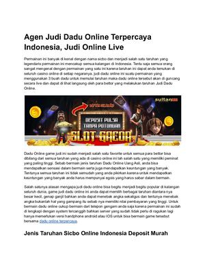 Agen Judi Dadu Online Terpercaya Indonesia, Judi Online Live