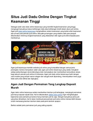 Situs Judi Dadu Online Dengan Tingkat Keamanan Tinggi