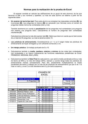 Examen Excel Ayuntamiento Castellon De La Plana