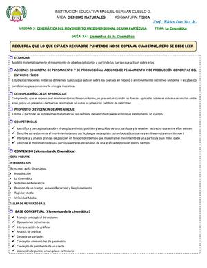 Guía 3a Elementos De La Cinematica