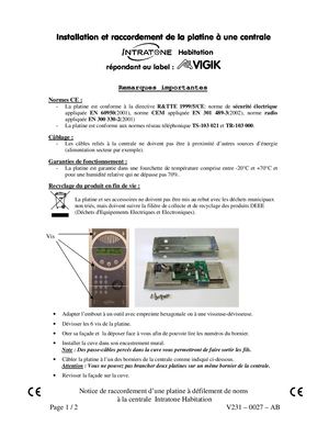 V231 - 0027 - AB - Installation Platine Intratone Habitation