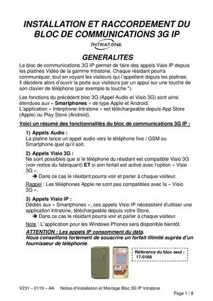 V231 - 0119 - AA - Installation Et Montage Bloc 3G IP Intratone