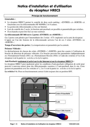 V233 - 0013 - AA - HREC3 Recepteur HF 868