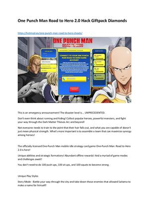 One Punch Man Road To Hero 2 0 Hack Giftpack Diamonds