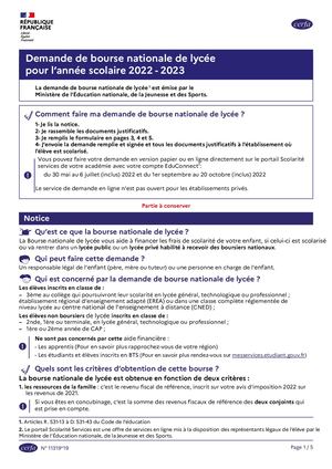 Formulaire Demande De Bourse De Lycee Annee Scolaire 2022 2023