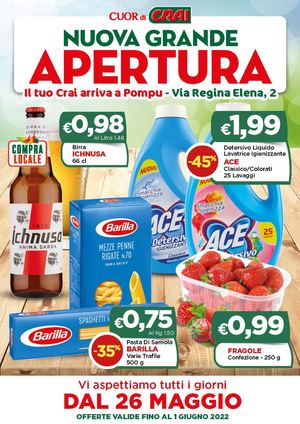 Volantino Nuova Apertura CRAI Pompu dal 26 maggio all'1 giugno