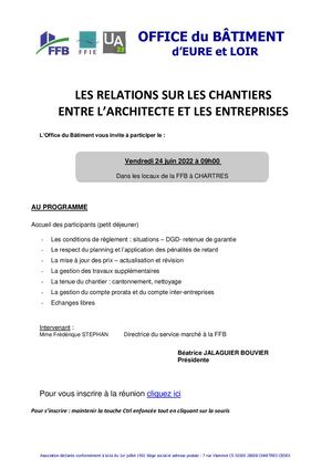 Invitation Réunion Relations Sur Chantier Du 24 Juin 2022