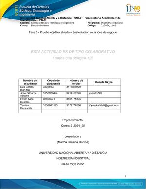 Plantilla Fase 5 Sustentación De La Idea De Negocio