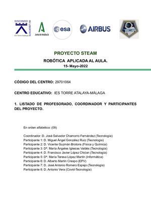 PROYECTO STEAM: ROBÓTICA APLICADA AL AULA.