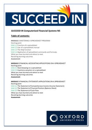 Succeed In Computerised Financial Systems N5 Toc