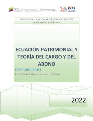 Guia La Cuenta, Ecuacion Patrimonial Y Teoria Del Cargo Y Del Abono