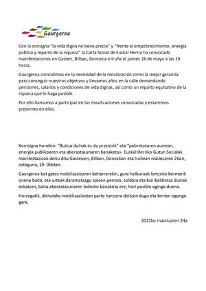 Nota De Apoyo Carta Social 26 Mayo