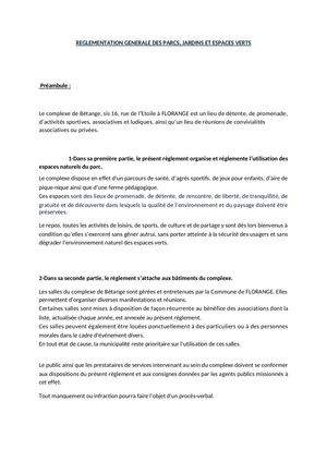 Règlement - Complexe de Bétange