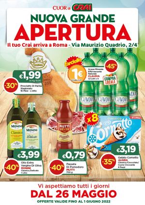 Volantino Nuova Apertura CRA dal 26 maggio al 1 giugno