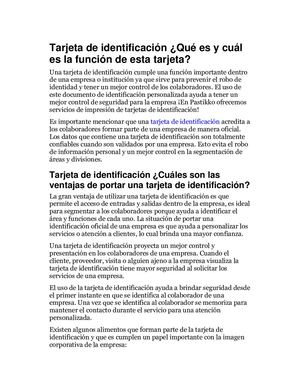 Tarjeta De Identificación Qué Es Y Cuál Es La Función De Esta Tarjeta