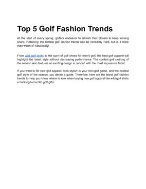 Top 5 Golf Fashion Trends Docx