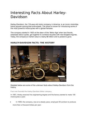 Interesting Facts About Harley Davidson