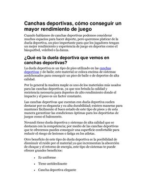 Canchas Deportivas, Cómo Conseguir Un Mayor Rendimiento De Juego