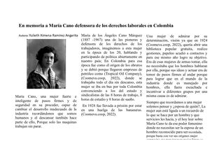 En Memoria A María Cano Defensora De Los Derechos Laborales En Colombia