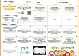 Menú comedor junio