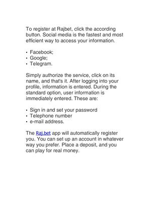 Rajbet registration