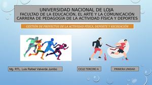 Gestión De Proyectos De La Actividad Física Deporte Y Recreación