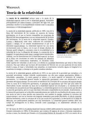 Teoría De La Relatividad