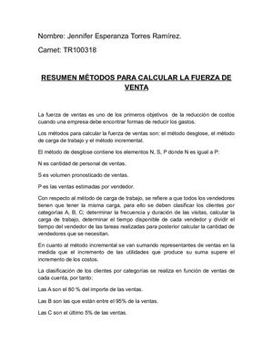 Resumen Métodos Para Calcular La Fuerza De Venta (Tr100318)