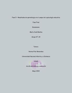 Fase 5 Resultados De Aprendizaje En El Campo De La Psicología Educativa