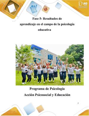 Anexo 7 Resultados De Aprendizaje En El Campo De La Psicología Educativa
